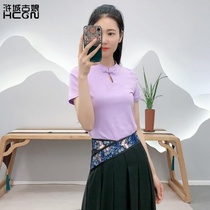 Beijing Hucheng Gu Niang Chinese style womens same Xin Lan Li collar t-shirt-sexy temperament age age age fashion avant-garde