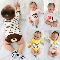Baby clothes buttocks autumn long-sleeved mens jumpsuit baby female triangle ha clothes autumn and winter cotton spring and autumn