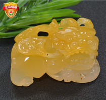  Yunnan natural jade Huanglong Jade Overlord Pixiu Chanterelle yellow ice seed Piqiu transport belt certificate