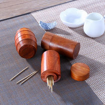Imported flower pear wood interesting toothpick cylinder decoration practical open cover toothpick box creative home pendulum toothpick holder