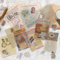 Paper dyed memory chapter stickers retro material hand account flower grass decoration hand account collage large size and paper stickers