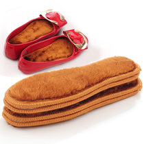 Warm insoles men breathable sweat-absorbing deodorant velvet plus padded wool wool plush handmade cotton insoles women winter