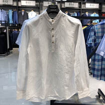 Yagol Spring Men White Shirt Linen Shirt Business Leisure Long Sleeve Shirt YLMA13008BLA