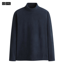 Fleece bottoming shirt mens and womens autumn and winter half high-neck long-sleeved inner fleece top warm plus velvet mid-neck T-shirt