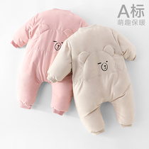 Baby cotton padded clothes thickened winter baby out to hold clothes warm cotton clothes outside climbing clothes newborn conjoined clothes