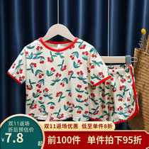 Girls suit summer clothes 2022 new Korean version of the foreign style childrens summer baby girl short-sleeved fashion net red two-piece suit