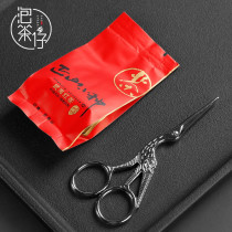 Japanese vintage crane shaped small scissors local tyrant gold tea bag scissors tea bag cutting thread head tea ceremony tea ceremony tea set accessories