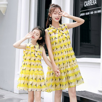  Parent-child summer clothes 2021 new trendy Western style chiffon dress thin Korean fashion mother-daughter skirt princess summer