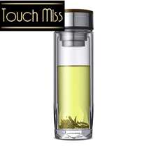 TOUCH MISS business double-layer glass portable male heat-resistant filter Cup Diamond transparent crystal cup bubble