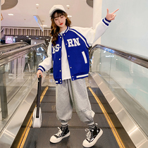 Girl Coats Spring Autumn Money 2022 New Spring Clothing Online Red Bear Large Boy Tide Clothing Fried Street Trendy Children Baseball Clothes