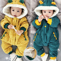 Baby clothes Winter clothes 6-12 months eight-treasure thickened warm cotton coat One-year-old velvet hooded out one-piece