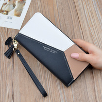  Wallet female long ladies clutch three-color stitching contrast temperament zipper bag mobile phone bag student wallet wallet