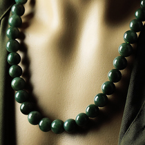 Myanmar A goods jade necklace mens natural oil green jade pendant Jade chain jade necklace mens big bead chain