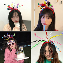 Internet celebrity ins funny spring ball headband cute cartoon color headband hair accessories birthday party photo props