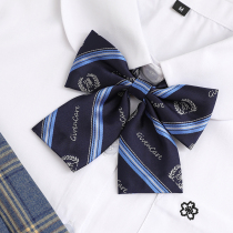 (Hard work)Han Yun original design school supply sense Blue flat horn feather root bevel JK uniform bow tie collar flower girl