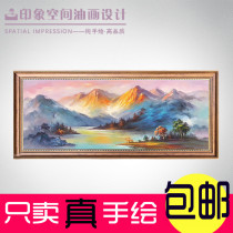 Pure hand painted oil painting day photos Jinshan Living room Scenic decoration painting sofa Background wall hanging painting horizontal version office frescoes