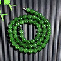 Xinjiang Hetian Jade Jasper necklace authentic ICE Low apple green 59 beads natural stone primary color female gift