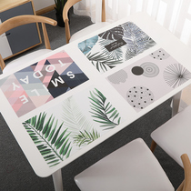 Nordic green Flamingo Plain linen Teslin PVC heat insulation environmental protection non-slip waterproof mat Table mat Coaster