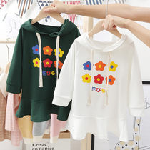 2019 Female baby foreign style net Red princess dress Girls Korean long-sleeved printed skirt Childrens dress Autumn