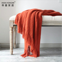 Orange Hitch Blanket Light Luxurious subed Bed Towels style American sofa Blanket Bed-to-Bed Tailcloth yellow Blue