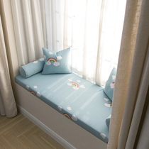 Customized childrens room model room cartoon bay window pad thickened high-density sponge balcony window sill pad cloth cover can be removed and washed