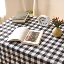 British black and white plaid dining table tablecloth fabric art Japan and South Korea Mediterranean plaid coffee table tablecloth cover cloth custom