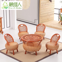 Rattan Lady Rattan Chair Coffee Table Group Five-piece Balcony Leisure Chair Rattan Table and Chair Outdoor Furniture Garden Table and Chair HT