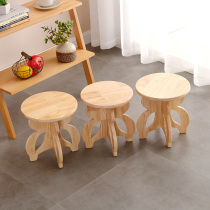 Solid wood log small wooden bench home adult children small square stool round stool chair low stool multifunctional wood stool