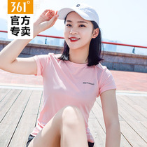 361 Degree Womens summer thin round neck Joker fashion running casual top womens breathable short sleeve sports T-shirt women