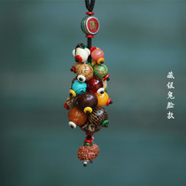 Old Brother Original Car Key Pendant In-car Accessories Hide Silver Agate Pendant Bodhi eighteen Hanging Accessories for men and women