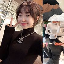 Special BORAKOO Korea Dongdaemun Autumn 9 hoard b into~Oversized stretch slim high neck base shirt (including wool