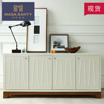 American modern white TV cabinet solid wood Nordic bedroom storage long cabinet living room dining room side cabinet full