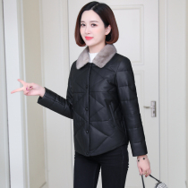 zqqz leather down jacket women short 2020 Winter new mink wool collar sheep leather jacket jacket 1731