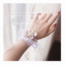 The so-called Iren small fresh beautiful ribbon pearl European wedding bride bridesmaid wrist flower dance celebration