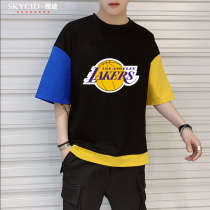 New sports hip-hop James Lakers 23 Kobe basketball men and women couples stitching short-sleeved T-shirt tide