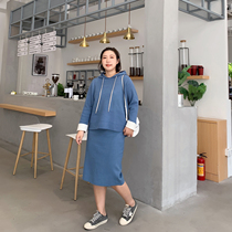 ALIN customized large - yard womens clothing 2020 autumn fat mm sweater suit with a gas pixel and thin