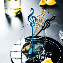 Stainless steel coffee spoon small personality home European luxury note spoon creative cute Korean mixing spoon