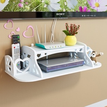 Set-top box rack under the TV in the room. European-style set-top box shelf bedside rack hanging board wire plug