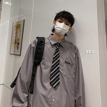Yuppie Handsome Long Sleeve Shirt Male Korean Version Trend College Wind Jk Upper Clothes Harbor Wind Lovers dress shirt boy dk uniform