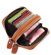 Wallet card bag women mens leather organ card small zipper large capacity multi card position top layer cowhide coin wallet