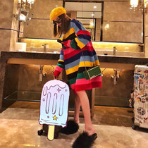 Early autumn 2019 new fashion women's fashion French retro temperament early autumn knitted long sleeve dress