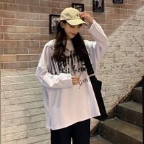 Cotton 2020 Autumn new female students Korean long sleeve t-shirt round neck sleeve loose casual top female ins tide