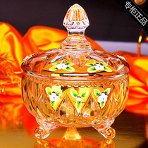Czech Inlaid Real Gold Enamel Flower Crystal Glass Candy Jar European-style Storage Jar With Cover First Decorated Case Dried Fruit Jars