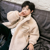 Children's Lamb Wool Coat with Cashmere Thickened Winter 2021 Winter New Chaoyang Gas Fried Street Big Boys