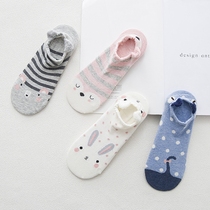 Socks womens summer socks shallow mouth low top pure cotton cartoon socks Korean cute Japanese thin section sweat-absorbing student boat socks