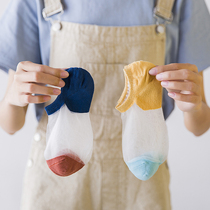 5 pairs of boat Socks womens summer ultra-thin transparent crystal stockings Japanese candy color silk silk glass socks Korea cute