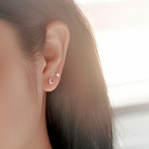 925 sterling silver minimalist Mini Stars two earrings earrings ear bone studs Korean version of five-pointed star versatile earrings female
