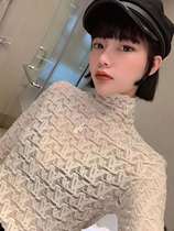 In autumn and winter 2020 new lace blouse dress long sleeve hollow gas shirt knitted
