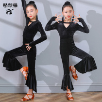 Latin dance costume girls examination competition dance dress children Latin regulations dress childrens jazz suit long sleeve