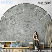 Nordic art big tree annual ring abstract tree living room TV background wallpaper seamless sofa wallpaper mural wall cloth